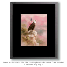 Ba;d Eagle and American Flag on a Pink Day - USA 250 Wall Art