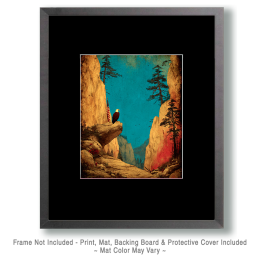 Bald Eagle and American Flag on a Cliff - USA 250 Wall Art Print