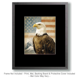 Bald Eagle in Front of the American Flag Waving - USA 250 Wall Art Print