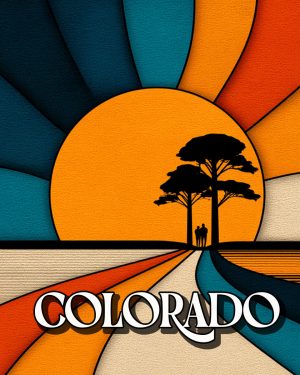 70's Style Couple on a Walk - Colorado Souvenir Art Print