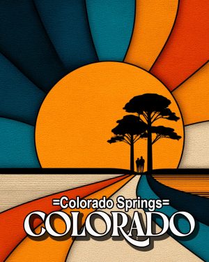 70's Style Couple on a Walk - Colorado Springs Souvenir Art Print