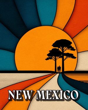 70's Style Couple on a Walk -  New Mexico Souvenir Art Print