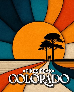 70's Style Couple on a Walk -  Pikes Peak Souvenir Art Print
