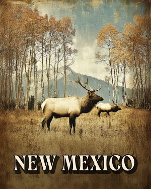 A Couple of Bull Elk -  New Mexico Souvenir Art Print