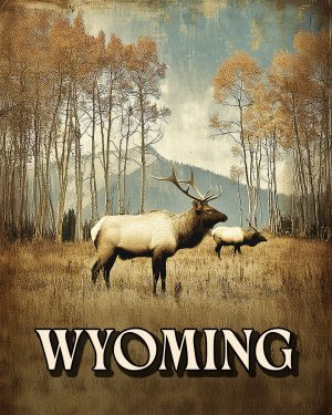 A Couple of Bull Elk -  Wyoming Souvenir Art Print