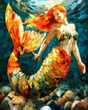 Abstract Mermaid Wall Art Print