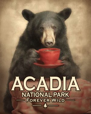 Acadia National Park - Maine - Forever Wild - Bear Enjoying a Cup of Coffee
