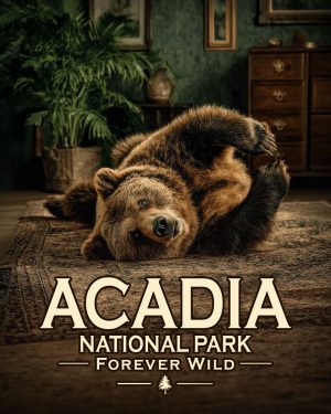 Acadia National Park - Maine - Forever Wild - Bear Playing on Rug