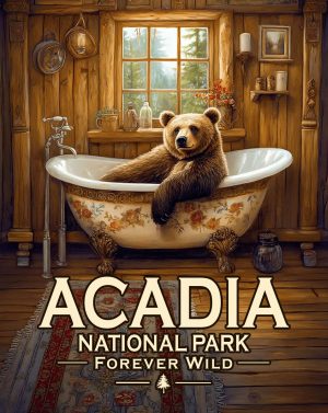 Acadia National Park - Maine - Forever Wild - Black Bear in Tub