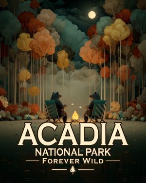 Acadia National Park - Maine - Forever Wild - Black Bears Roasting Marshmallows