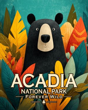 Acadia National Park - Maine - Forever Wild - Mid Century Modern Black Bear