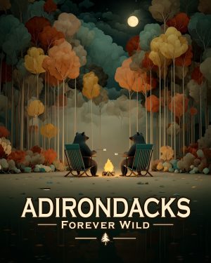 Adirondacks - New York State  - Forever Wild - Black Bears Roasting Marshmallows