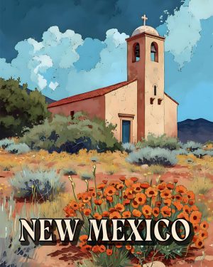Adobe Church -  New Mexico Souvenir Art Print