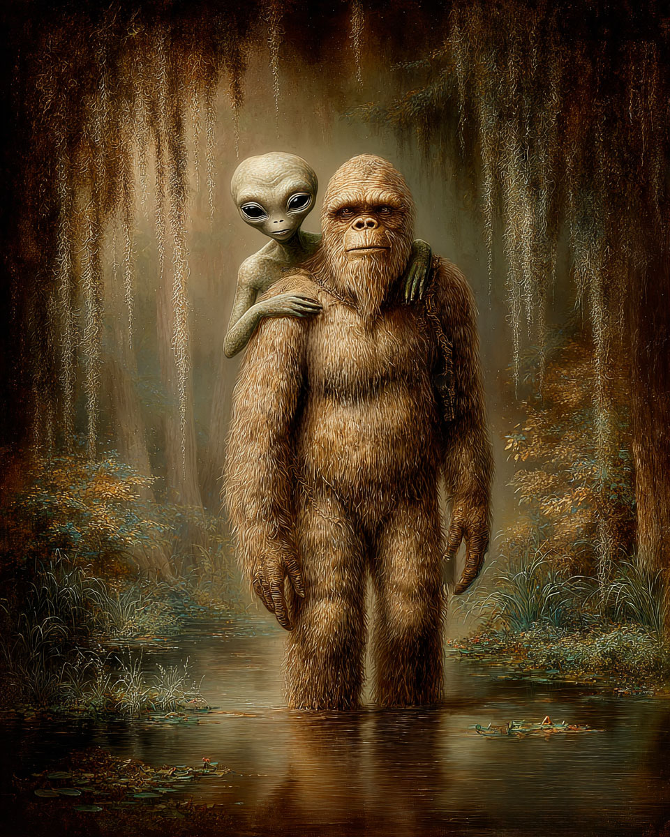 All This Used to Be Ours -  Funny Bigfoot Alien Artwork