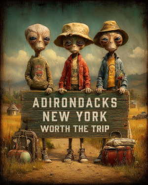 Aliens Worth The Trip - Adirondacks, New York  Souvenir Art Print
