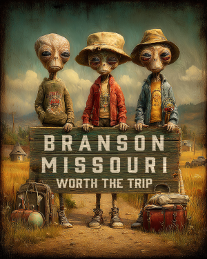 Aliens Worth The Trip - Branson, Missouri  Souvenir Art Print