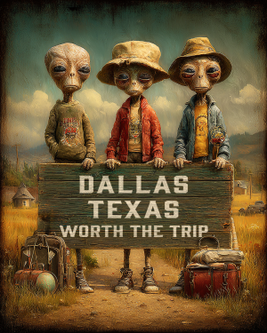 Aliens Worth The Trip - Dallas, Texas  Souvenir Art Print