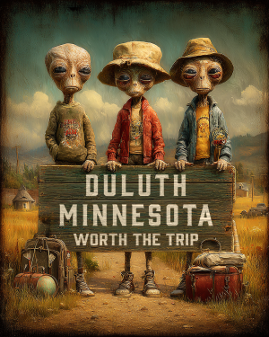 Aliens Worth The Trip - Duluth, Minnesota  Souvenir Art Print