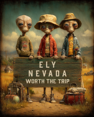 Aliens Worth The Trip - Ely, Nevada  Souvenir Art Print