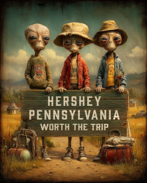 Aliens Worth The Trip - Hershey, Pennsylvania  Souvenir Art Print