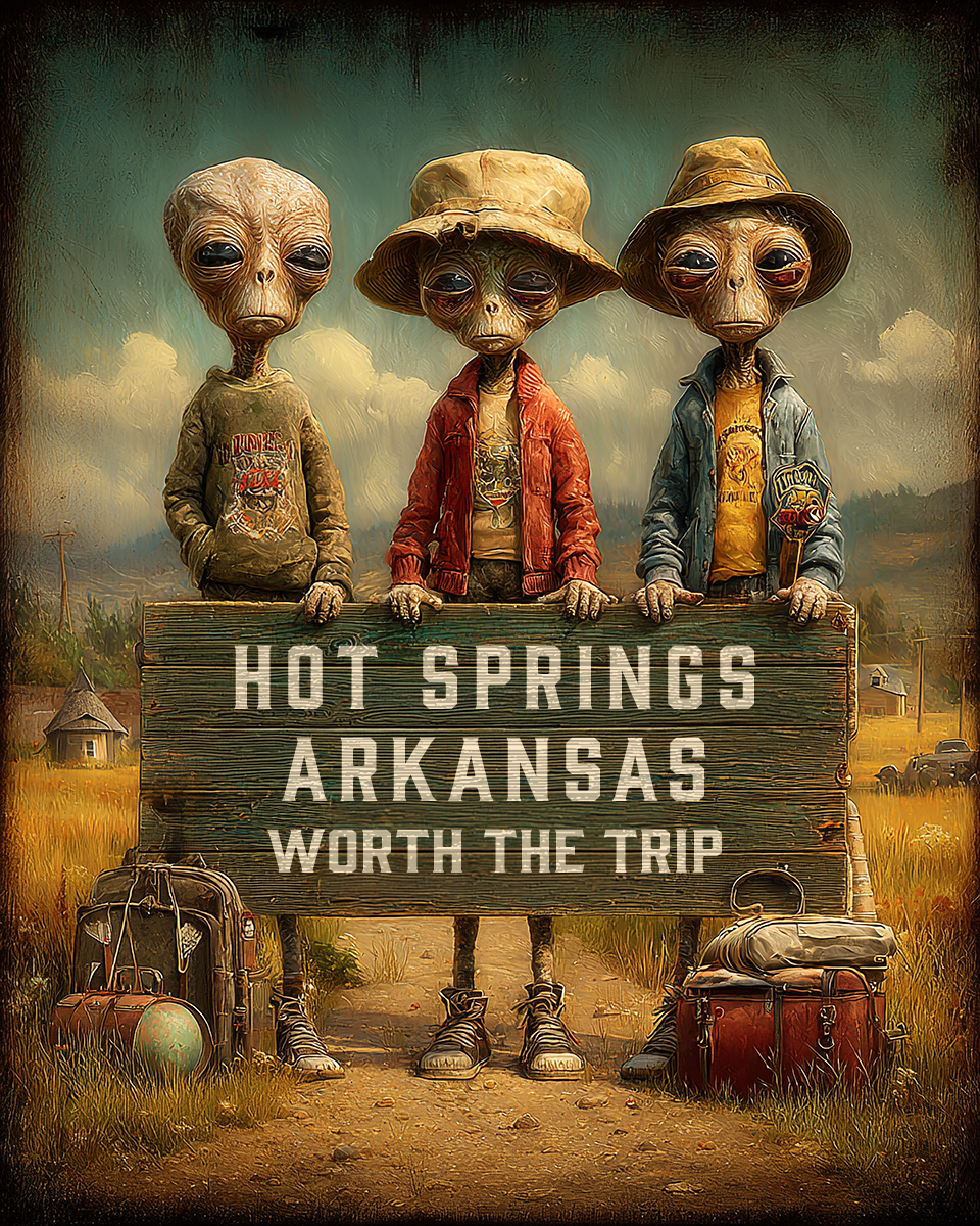 Aliens Worth The Trip - Hot Springs, Arkansas Souvenir Art Print