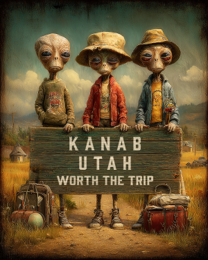Aliens Worth The Trip - Kanab, Utah  Souvenir Art Print