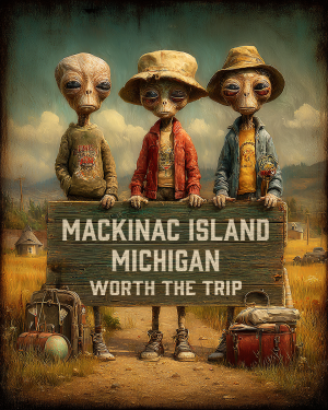 Aliens Worth The Trip - Mackinac Island, Michigan  Souvenir Art Print