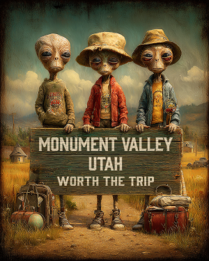 Aliens Worth The Trip - Monument Valley, Utah  Souvenir Art Print