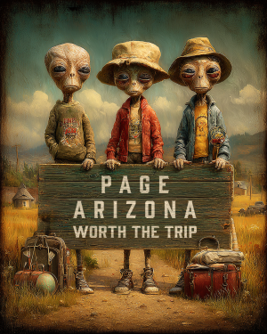 Aliens Worth The Trip - Page, Arizona  Souvenir Art Print