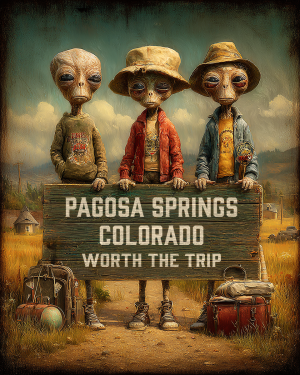Aliens Worth The Trip - Pagosa Springs, Colorado  Souvenir Art Print