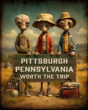 Aliens Worth The Trip - Pittsburgh, Pennsylvania  Souvenir Art Print