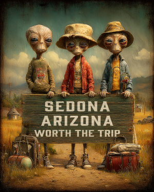Aliens Worth The Trip - Sedona, Arizona  Souvenir Art Print