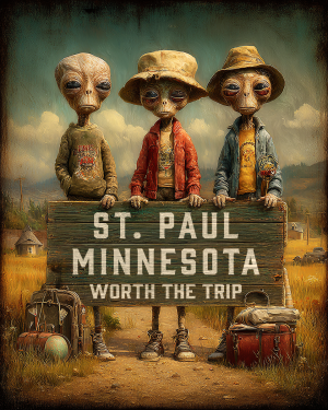 Aliens Worth The Trip - St. Paul, Minnesota  Souvenir Art Print