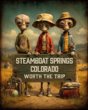 Aliens Worth The Trip - Steamboat Springs, Colorado  Souvenir Art Print