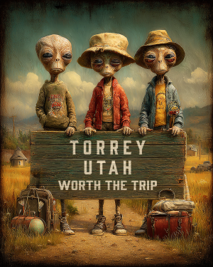 Aliens Worth The Trip - Torrey, Utah  Souvenir Art Print
