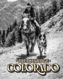 Antique Style Cowgirl and Dog - Breckenridge, Colorado Souvenir Art Print