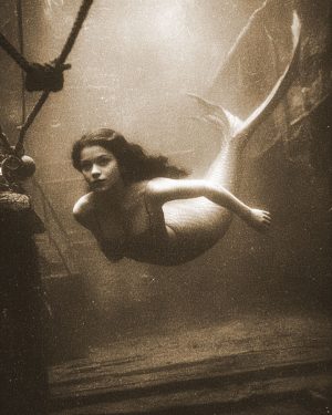 Antique Vintage Style Mermaid Wall Art Print