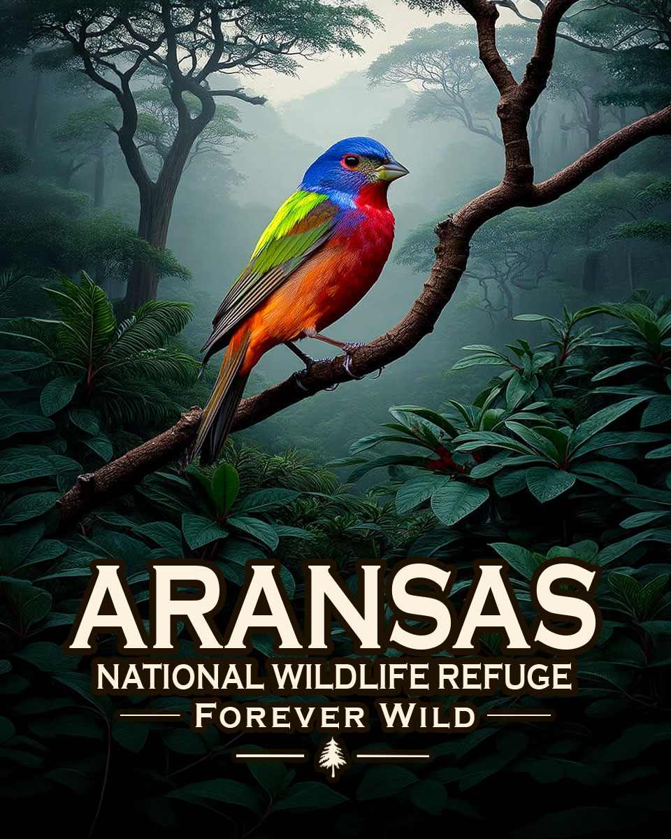 Aransas National Wildlife Refuge Texas - Forever Wild - Painted Bunting Souvenir Art Print