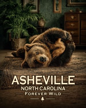 Ashville North Carolina  - Forever Wild - Bear Playing on Rug