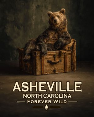 Ashville North Carolina  - Forever Wild - Black Bear Bear Posing on Luggage