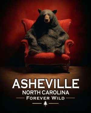 Ashville North Carolina  - Forever Wild - Lazy Bear in Chair