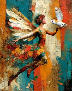 Aspen Dewlark With Her Owl - Faires Art Print