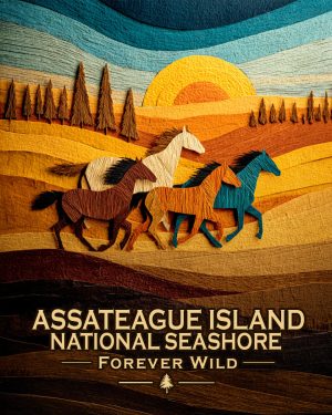 Assateague Island National Seashore Maryland Virginia - Forever Wild Horse Scene Souvenir Art Print
