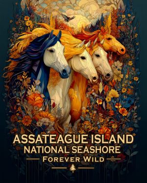 Assateague Island National Seashore Maryland Virginia - Forever Wild Horses Souvenir Art Print