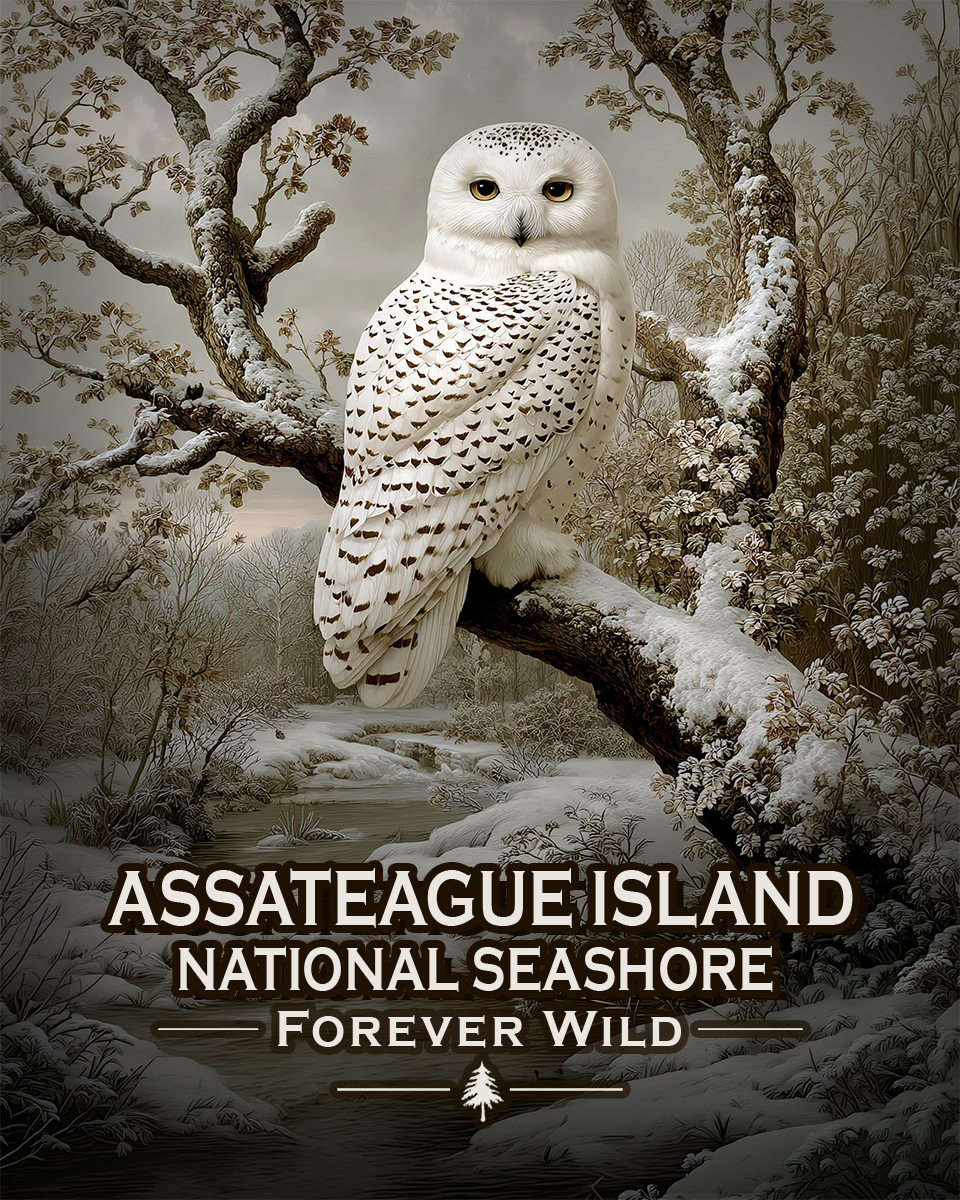 Assateague Island National Seashore Maryland & Virginia - Forever Wild - Souvenir Snowy Owl Art Print