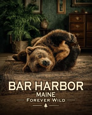 Bar Harbor - Maine - Forever Wild - Bear Playing on Rug