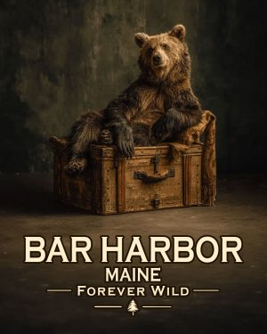 Bar Harbor - Maine - Forever Wild - Black Bear Bear Posing on Luggage