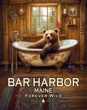 Bar Harbor - Maine - Forever Wild - Black Bear in Tub