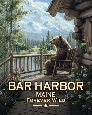 Bar Harbor - Maine - Forever Wild - Black Bear on Porchpng