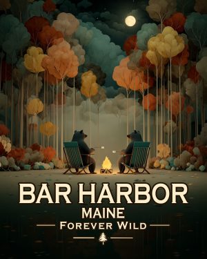 Bar Harbor - Maine - Forever Wild - Black Bears Roasting Marshmallows